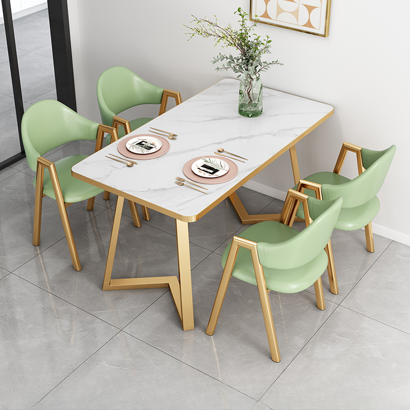 Glamorous Stone Top Sleigh Base Dining Table Set - image 8
