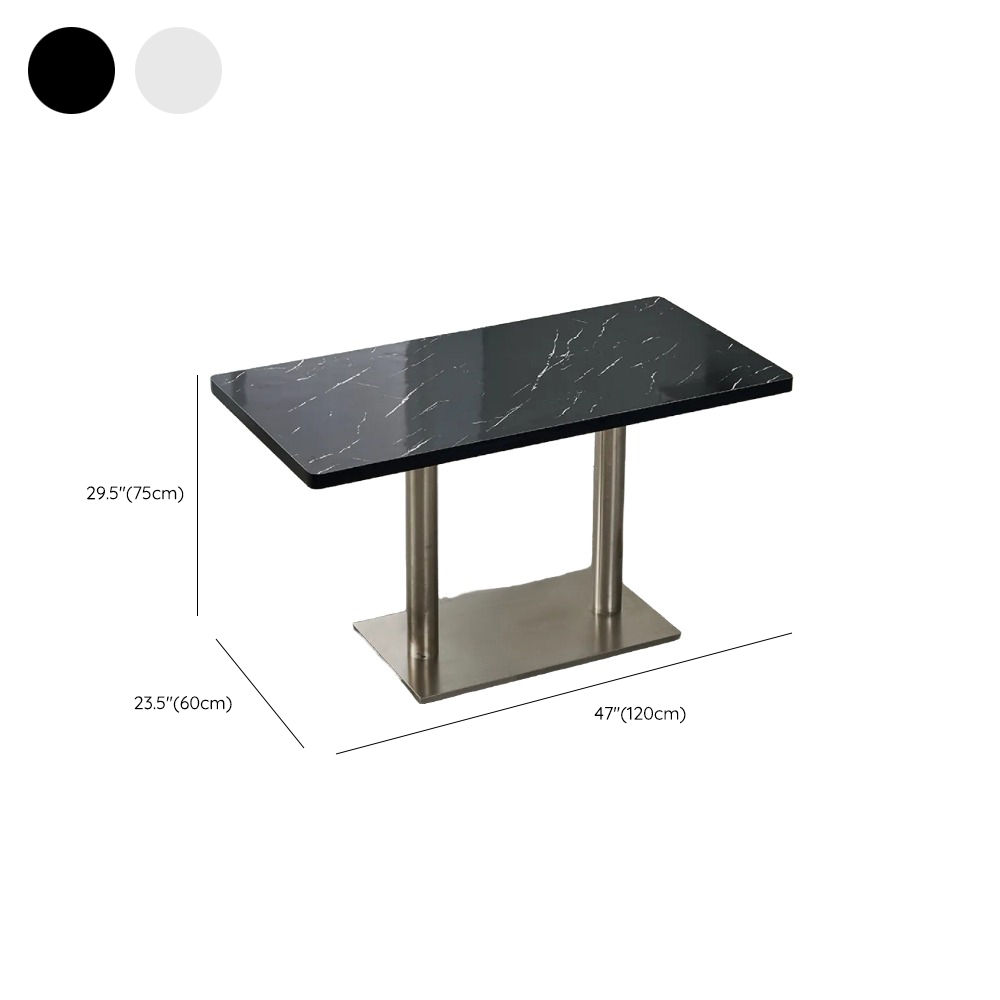 Art Deco Rectangular Dining Table with Lumber Top, Fixed Table Mechanism in Ink/White/Sepia - image 16