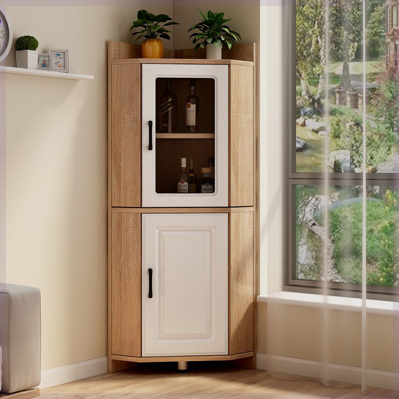 Gray/Wood Grain Unattached Accent Cabinet with Engineered Wood for Living Room - image 4