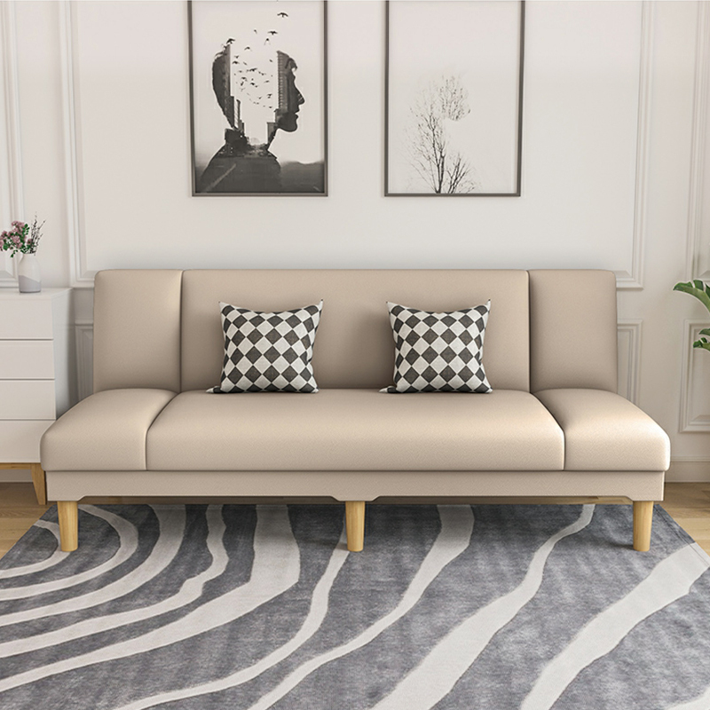Scandinavian Armless Sleeper Sofa, Light Wood, Foam Filling, Includes Pillows - image 11