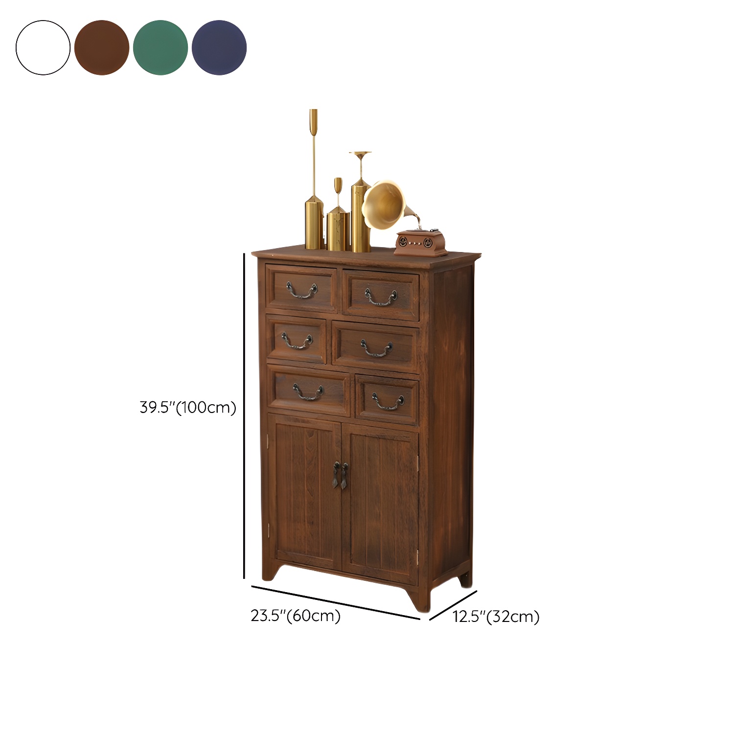 23.6'' Wood 1 Cabinet with Drawers Traditional Accent Cabinet in Distressed Finish - image 16