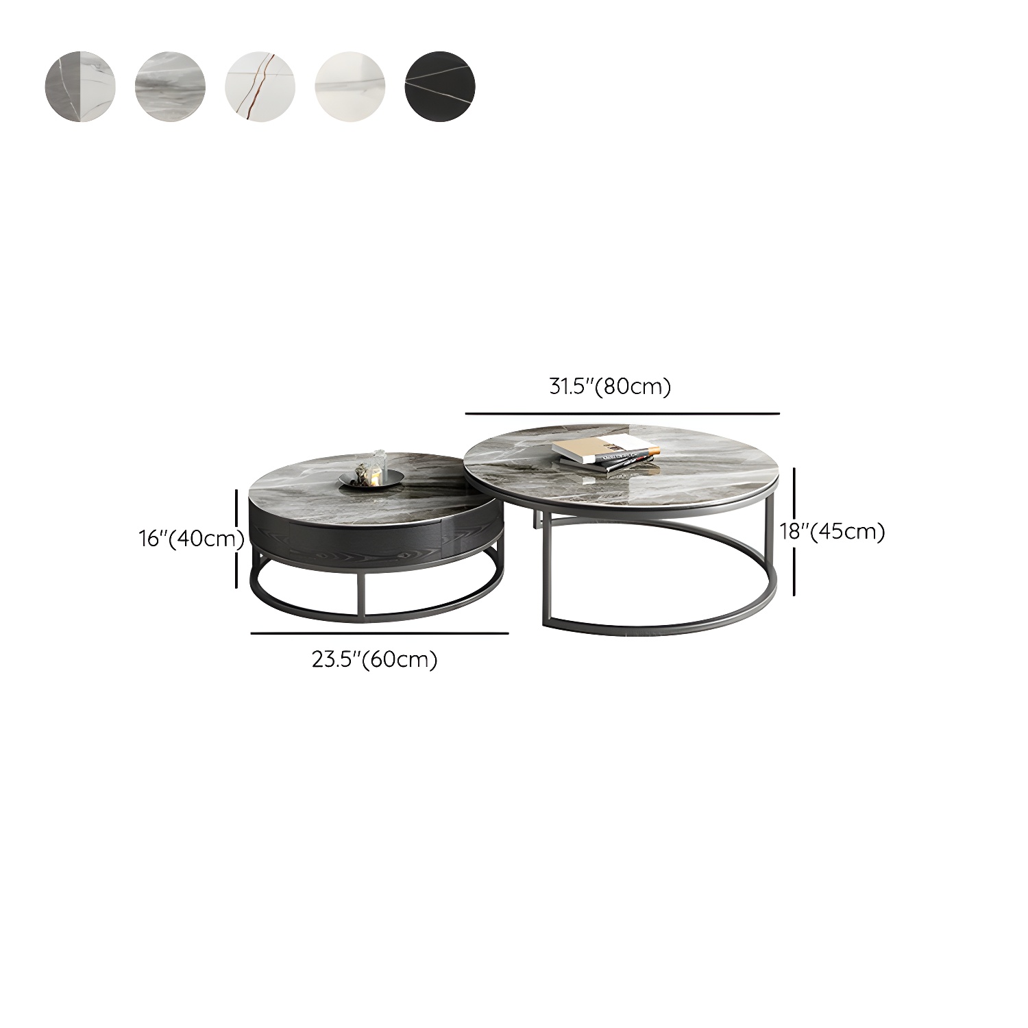 Slate Coffee Table Slate Nesting Coffee Table Set with Storage Drawer - image 17