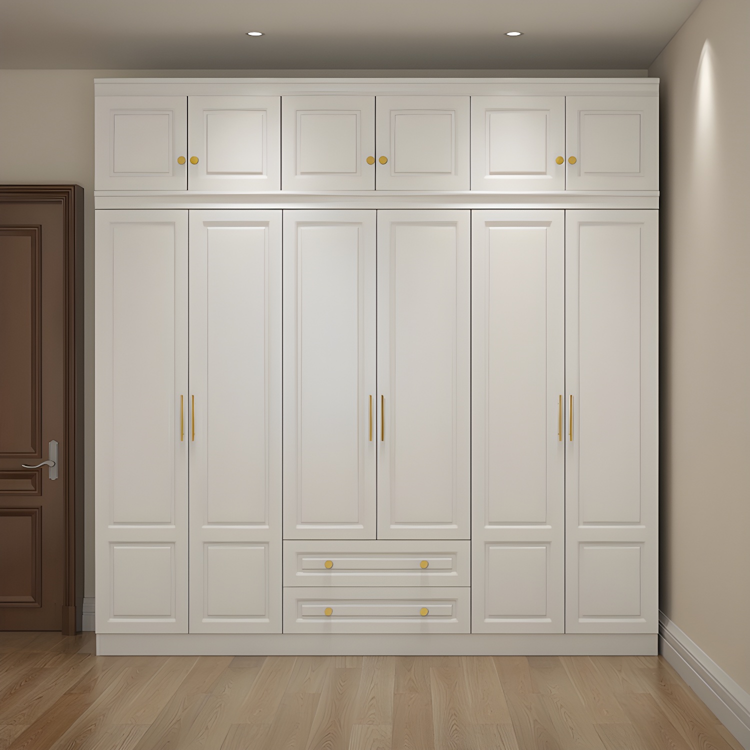 Manufactured Wood White Wardrobe for Home Modern Cabinet with Drawers