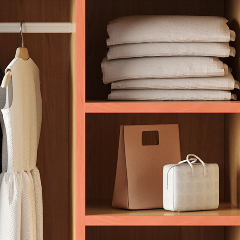 Modish Wooden Independent Armoire Cabinet with Soft Close Door, Interior Shelves, and Clothing Rod - image 9