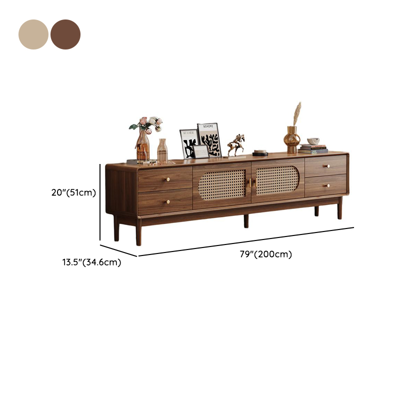 Solid+Engineered Wood TV Stand with 4 Drawers, 2 Cabinets, Cable Management, and Variable Shelf - image 12