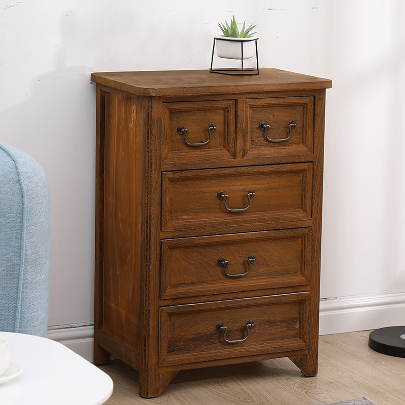 Minimalist Rectangle Brown/White Wood Top Accent Chest with Soft Close Drawer Living Room