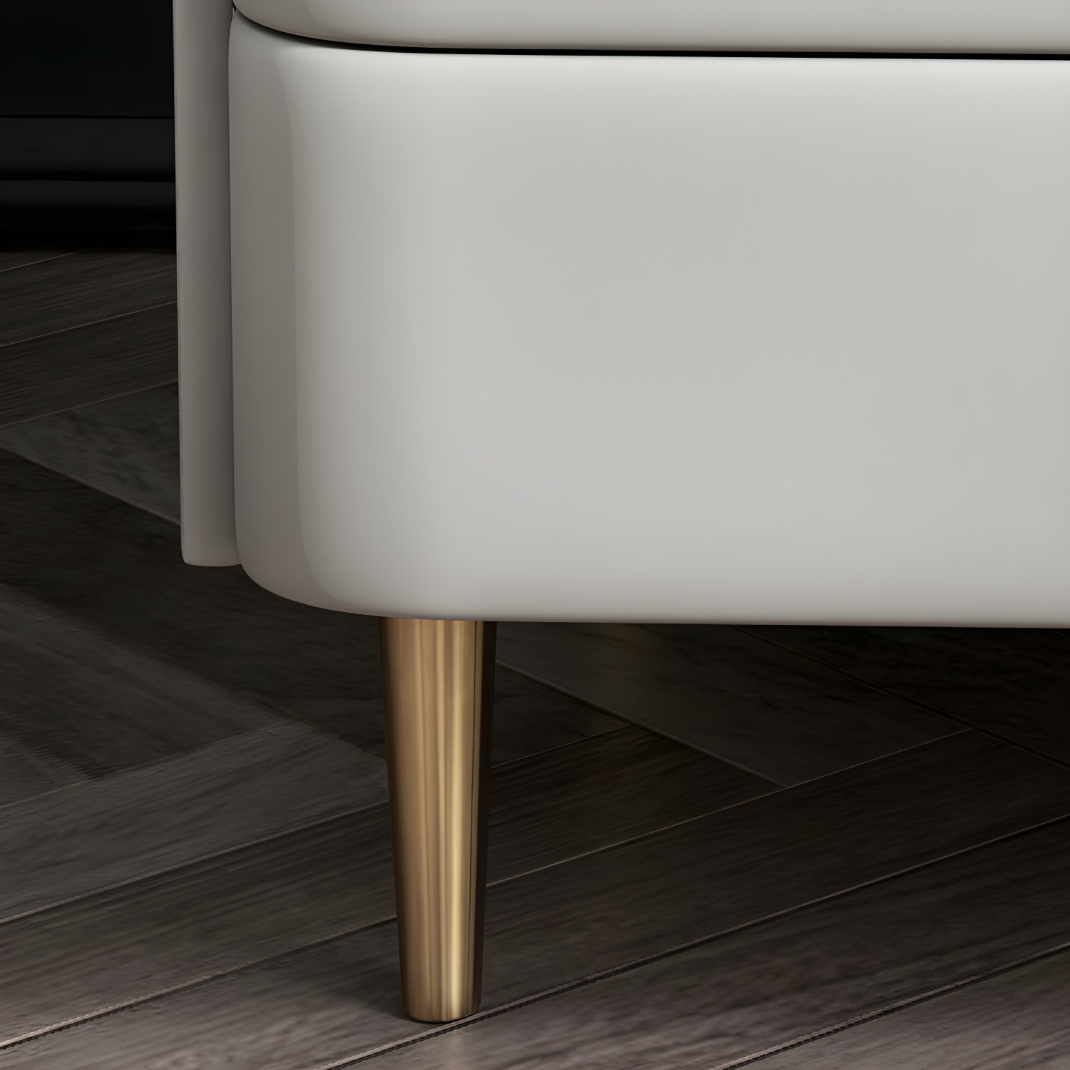 Stone Top Nightstand 3-drawer Leather Night Table with 4 Legs - image 18