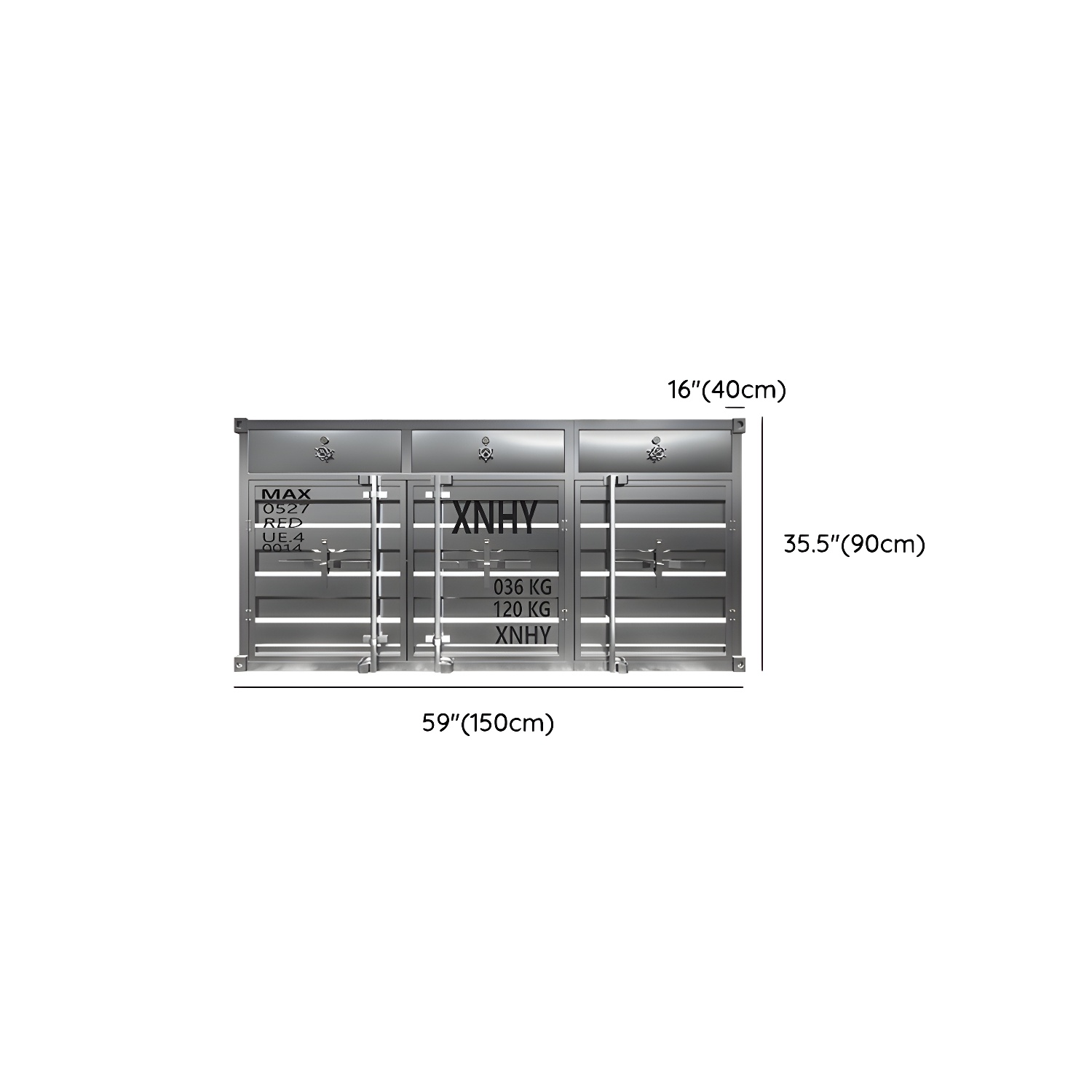 Industrial Silver Metal Sideboard Credenza with Cabinets and Shelves - image 12
