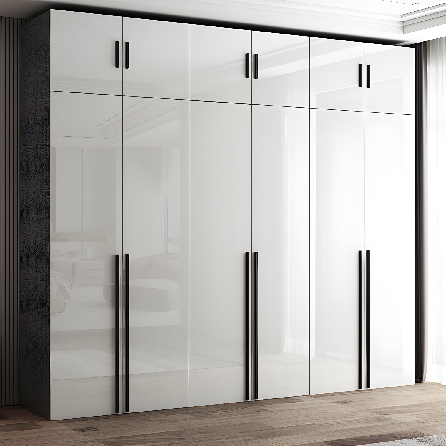 Modern Solid Wood Wardrobe for Home High Gloss White Cabinet
