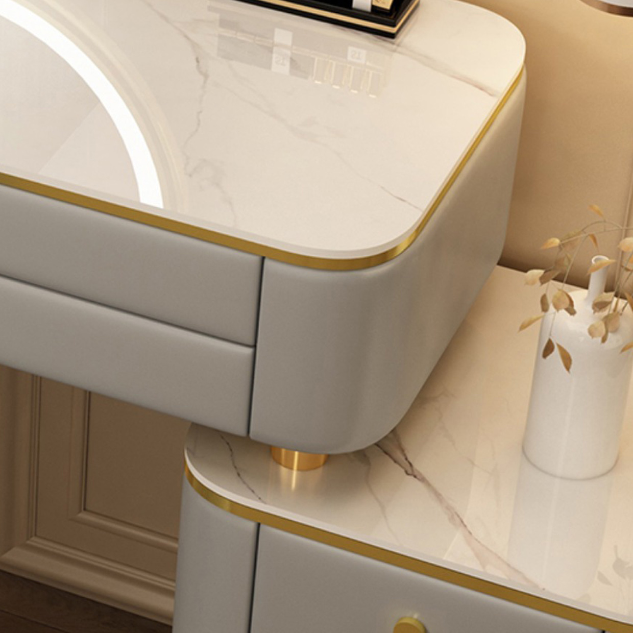 Luxurious Stone Top Vanity Dressing Table with 6 Drawers for Bedroom - image 12