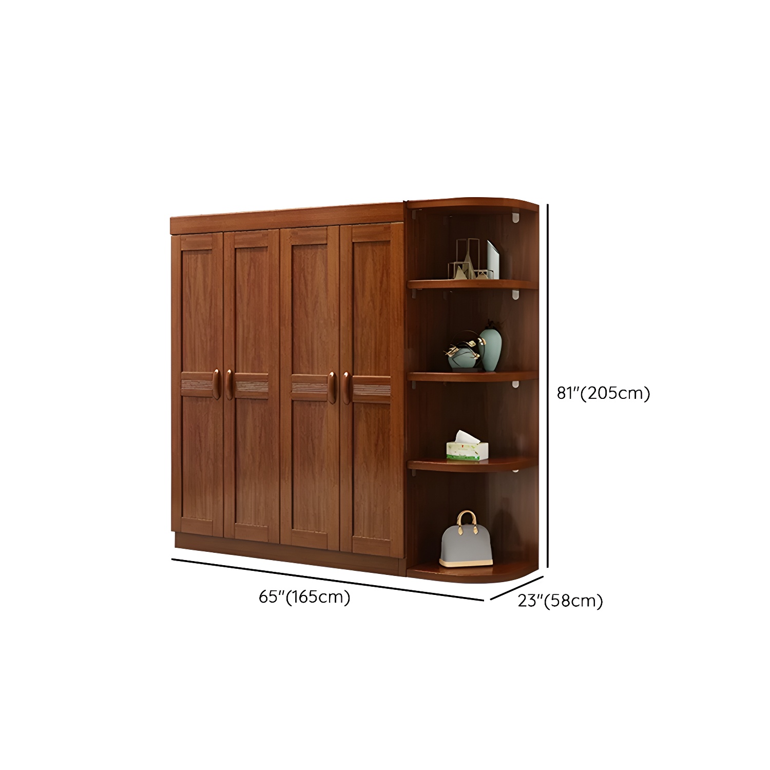 Wood Brown Rustic Wardrobe Armoire with Drawers & Shelves, Walnut Finish - image 20