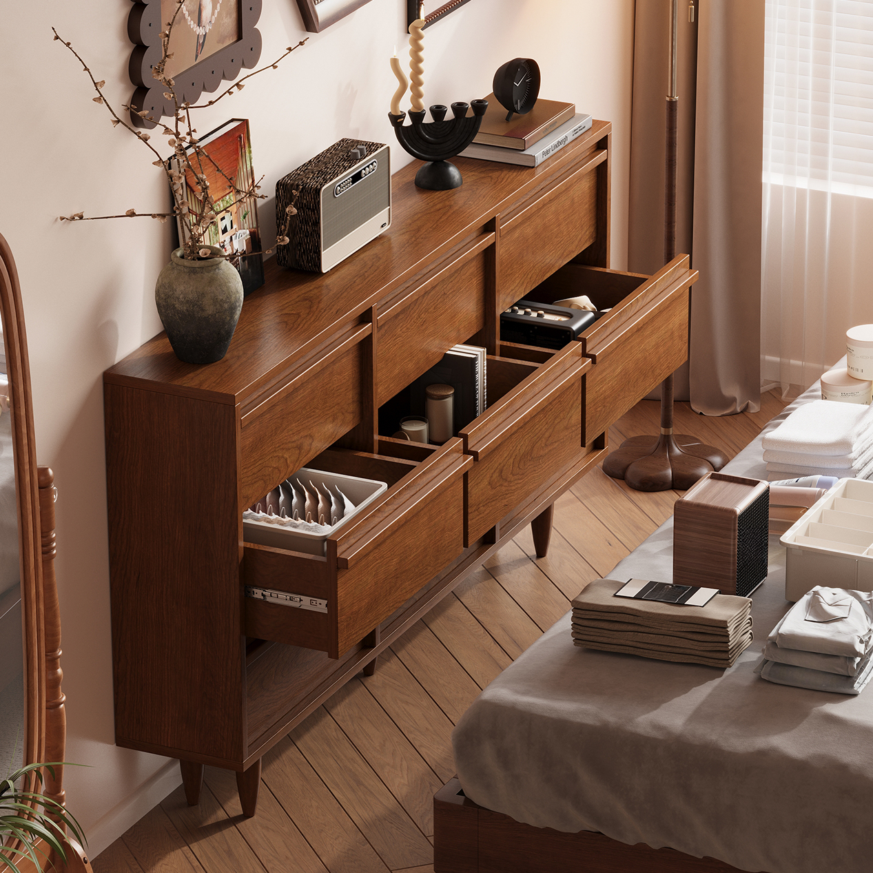 Cocoa Trendy Composite Wood Double Dresser/Lingerie Chest/Bachelor Chest with 5 Drawers/9 Drawers/6 Drawers in Vertical/Horizontal Orientation
