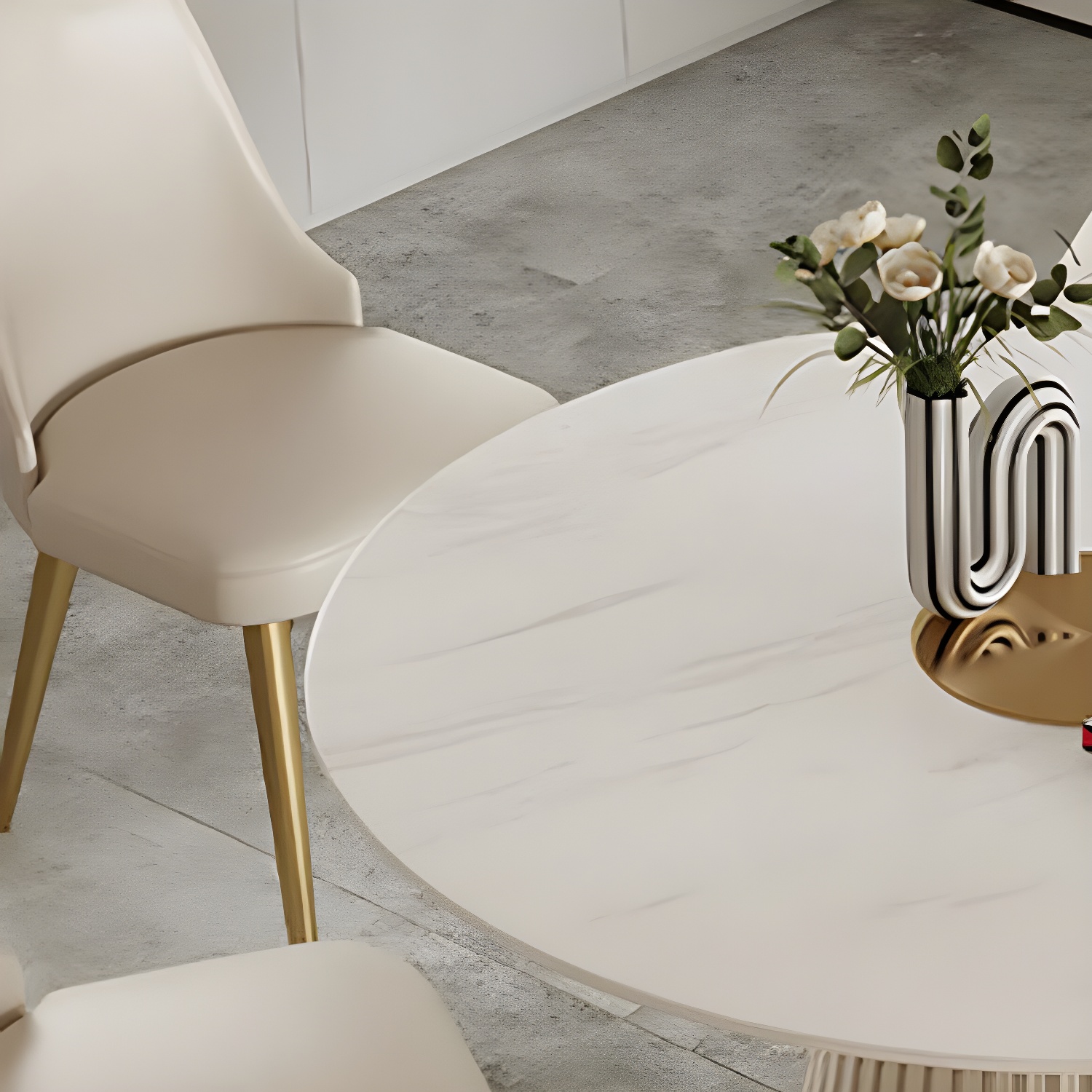 Modern Pedestal Table Steel Base Round Dining Table for Home Kitchen - image 8