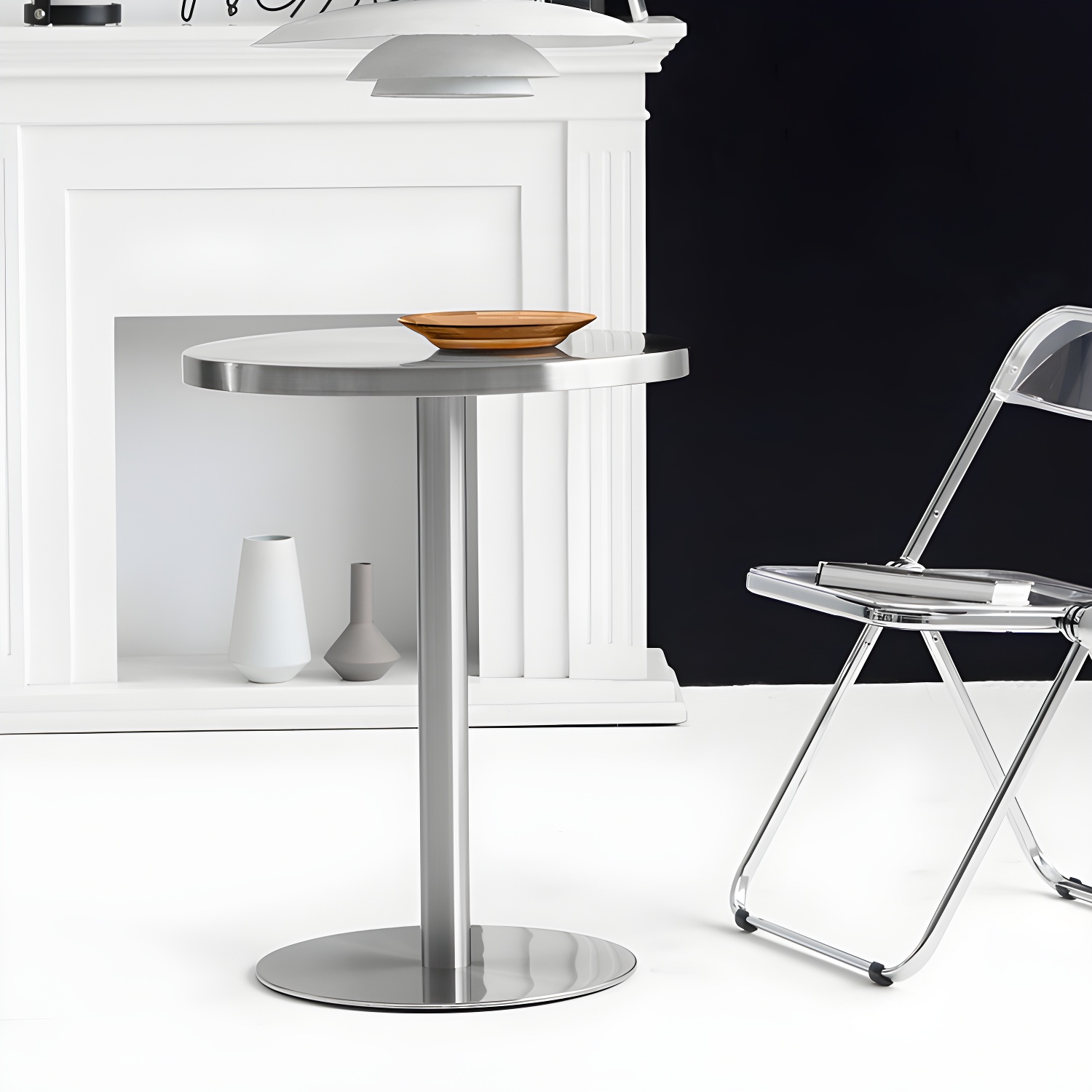 Industrial Dining Room Table Stainless Steel Table with Pedestal Table for Home Kitchen Dinner - image 6