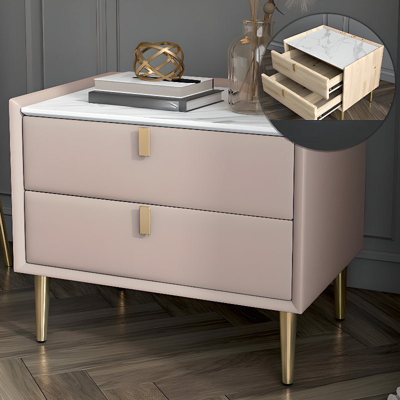 Organic Modern Nightstand With Drawer Organization Featuring 2 Drawers, Stone Countertop, and Leg - image 8
