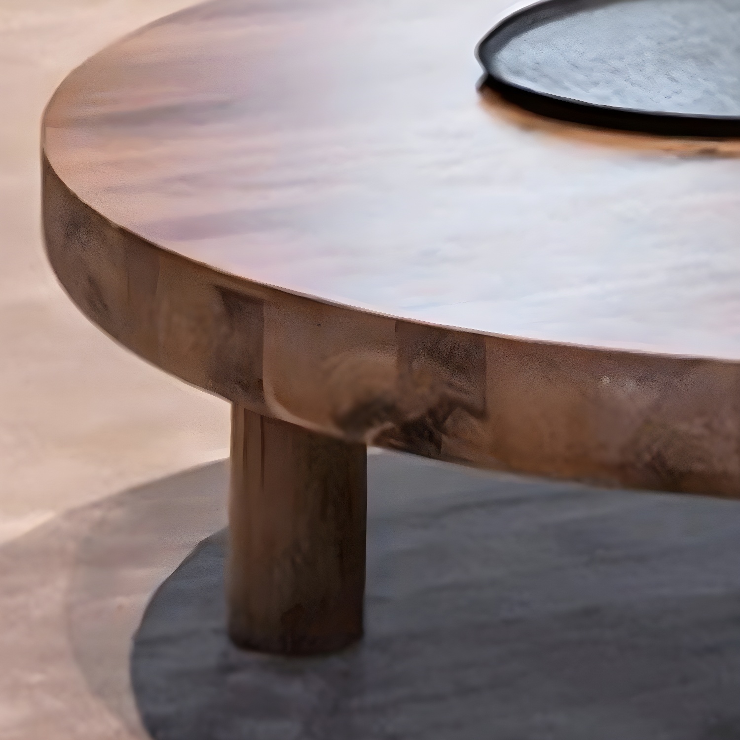 3 Legs 1 Single Coffee Table Solid Wood Brown Cocktail Table - image 8