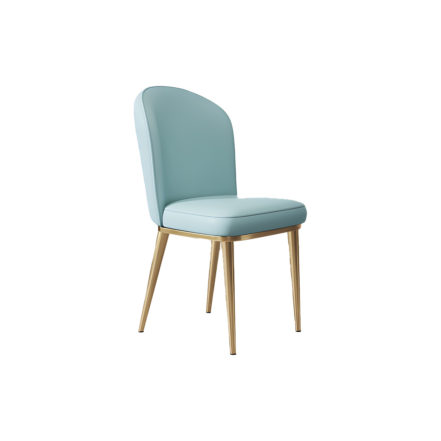 Glam Style Side Chair Leather Gold Frame Dining Chair for Home