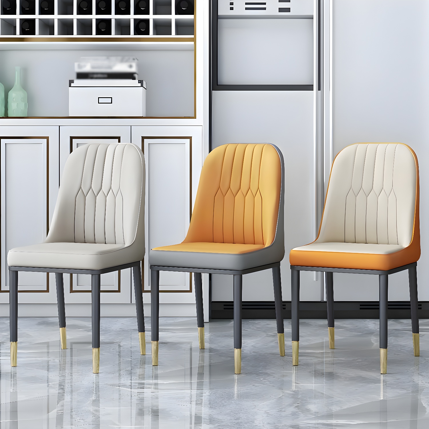 Metal Base Indoor Chair 18'' Wide Parsons Leather Chair for Restaurant - image 10