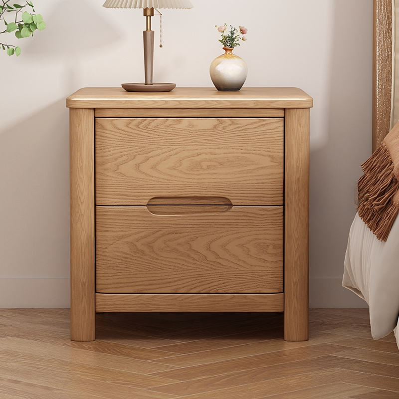 Contemporary Timber Nightstand With Drawer Storage with 2 Drawers/3 Drawers & Leg