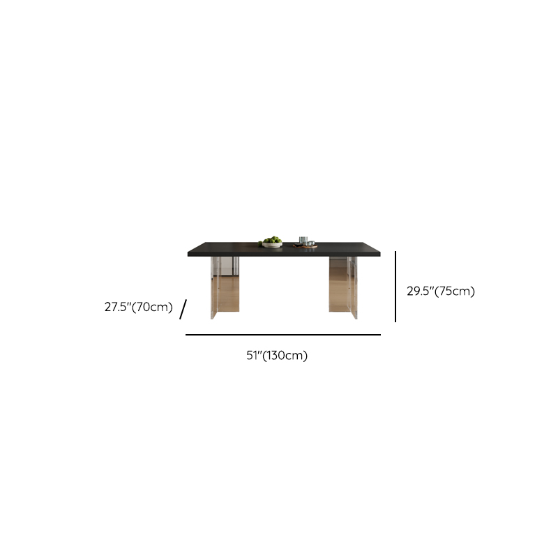 Minimalist Rectangular Dining Table Set with Two-sided Pedestal and Fixed Table, Featuring Back Chairs in Midnight Black - image 9