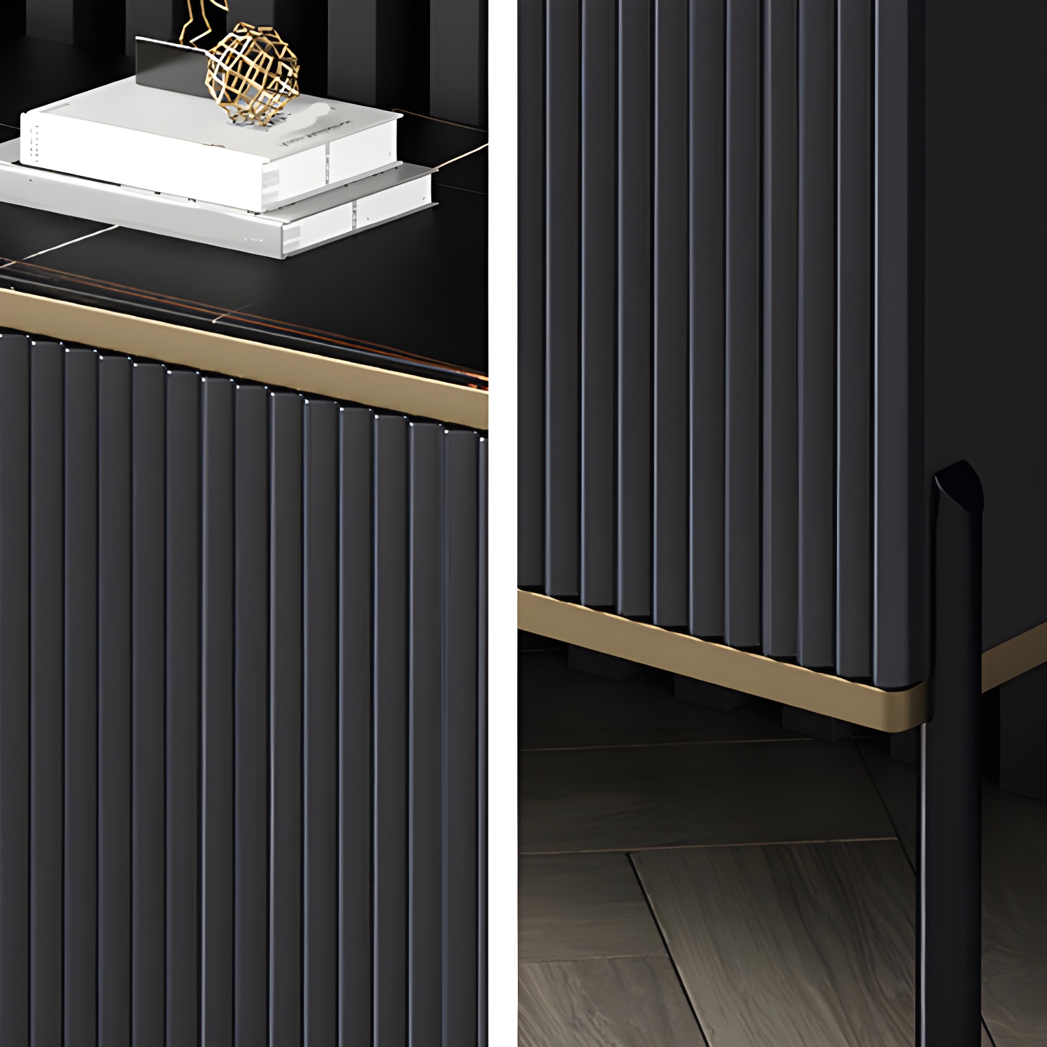 Glam Style Sideboard Stone Side Board with Drawers and Cabinets - image 7
