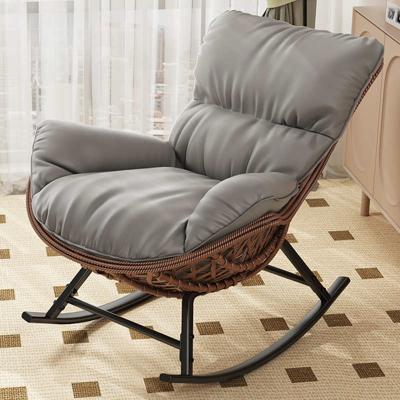 Trendy Upholstered Rocking Chair with Plush Cushioning - image 4