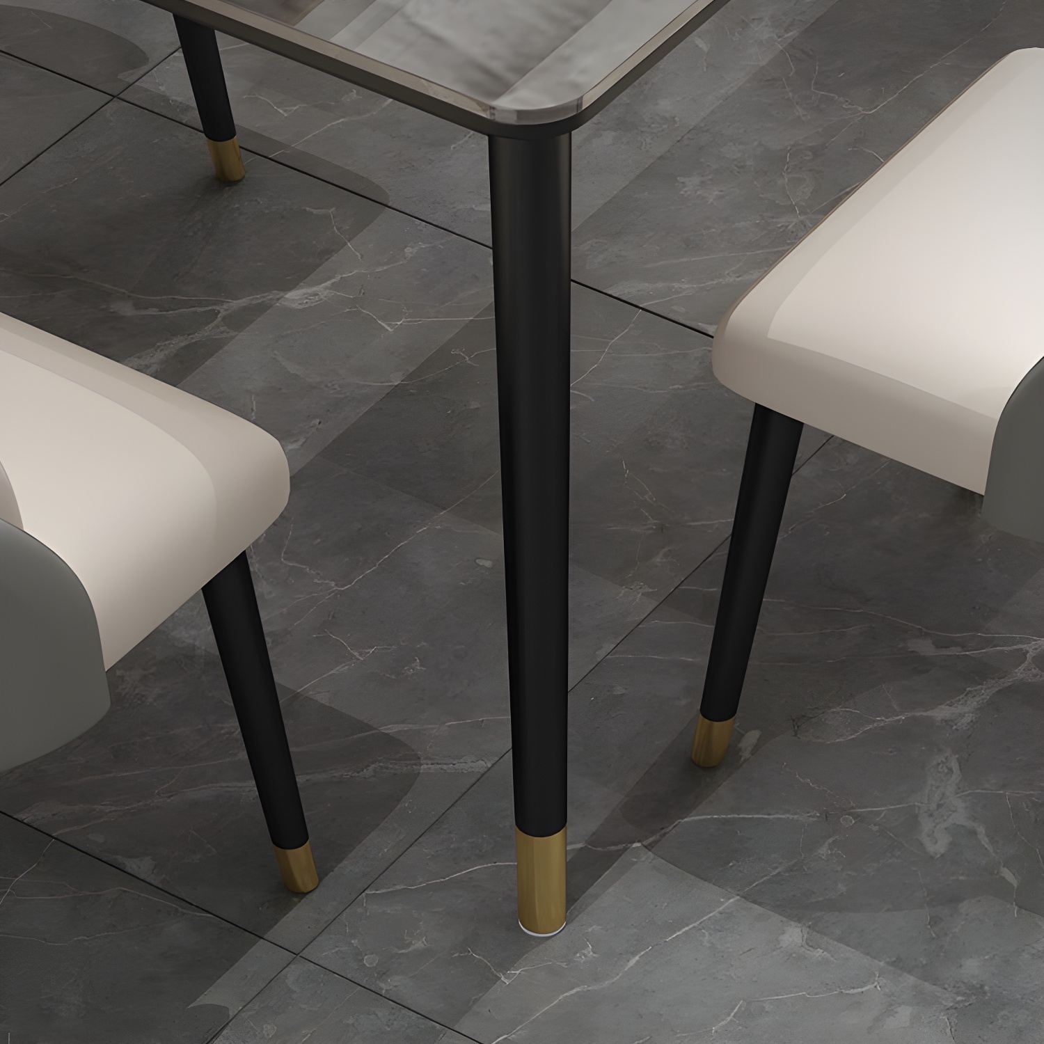 Glam Iron Dining Table Set 1/2/5/7 Pieces Rectangle Dinette Set with Sintered Stone Top - image 9