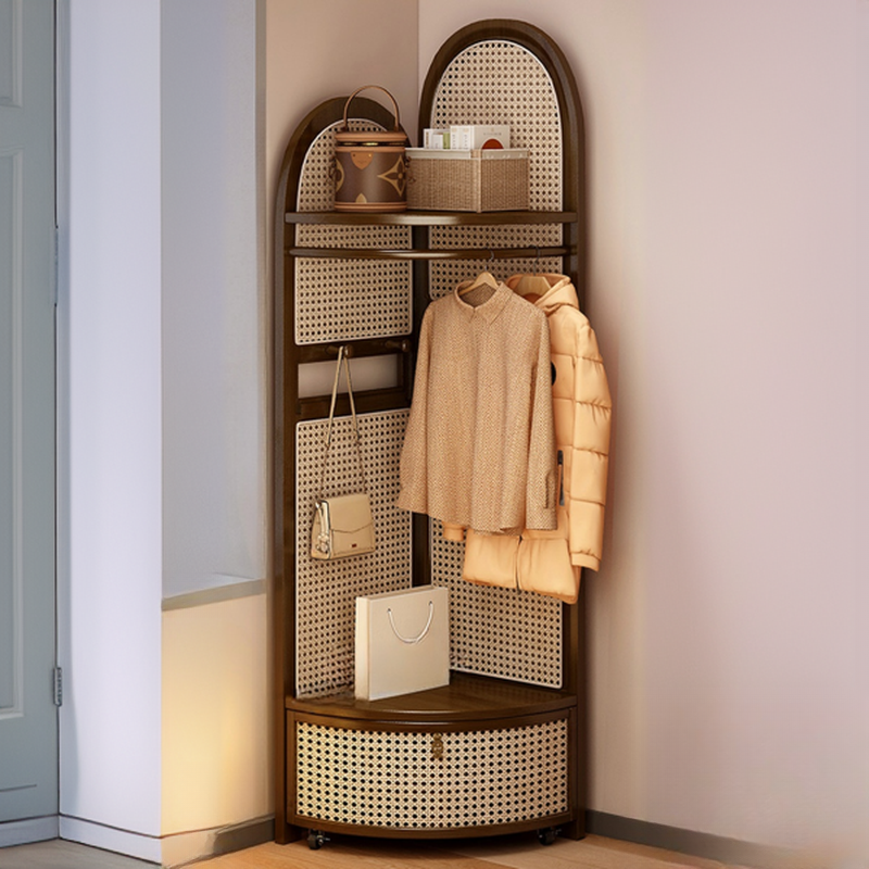 Modern Simple Nook Accent Cabinet with 2 Exterior Shelves, Storage Basket, and Midnight Black/Sepia Top - image 3