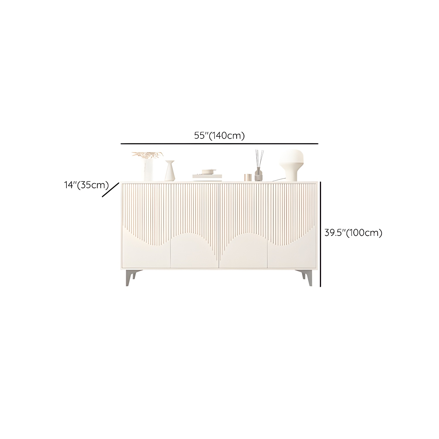 Modern White Wood Sideboard Credenza with Adjustable Shelving and 6 Interior Shelves - image 17