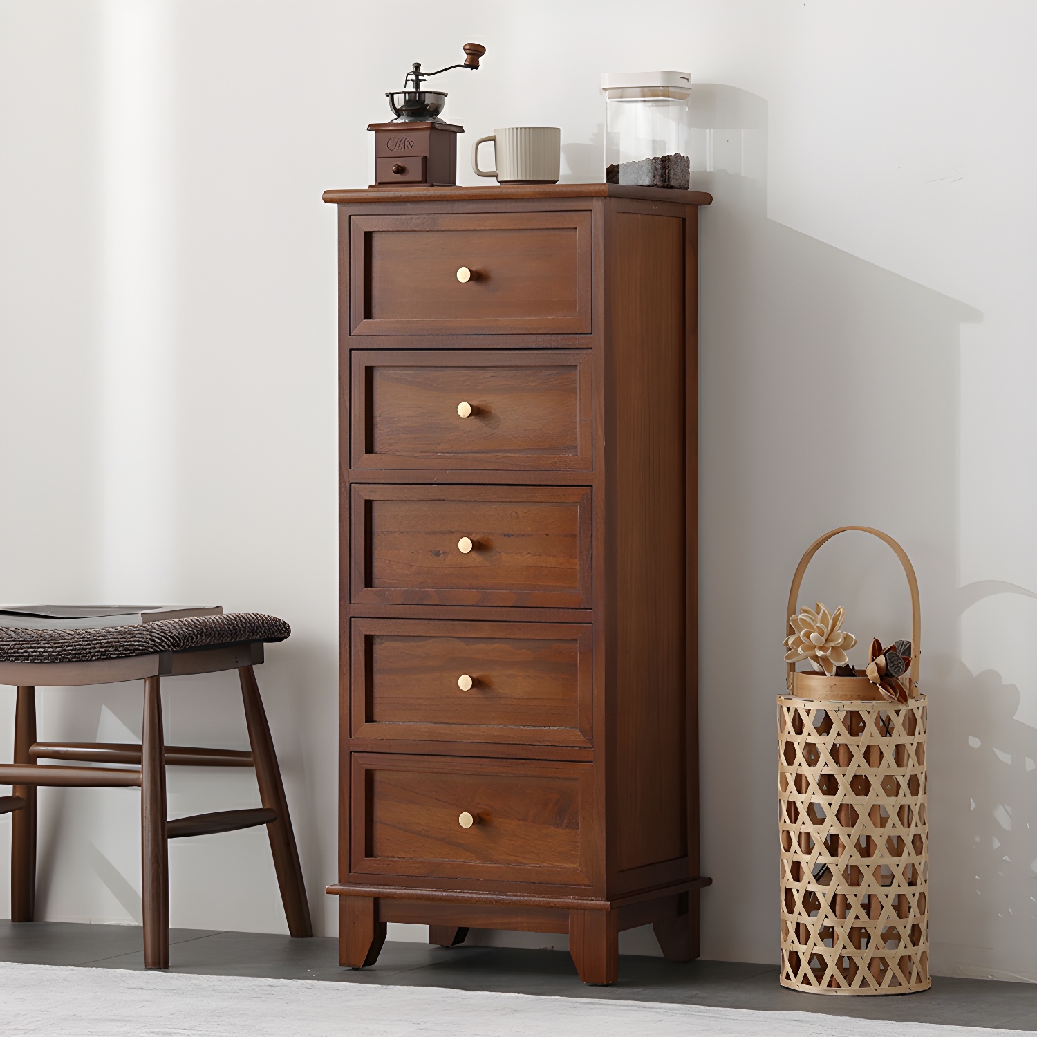 Scandinavian Wood Accent Chest with Drawers - Small Sized Rectangle Cabinet for Storage - image 4