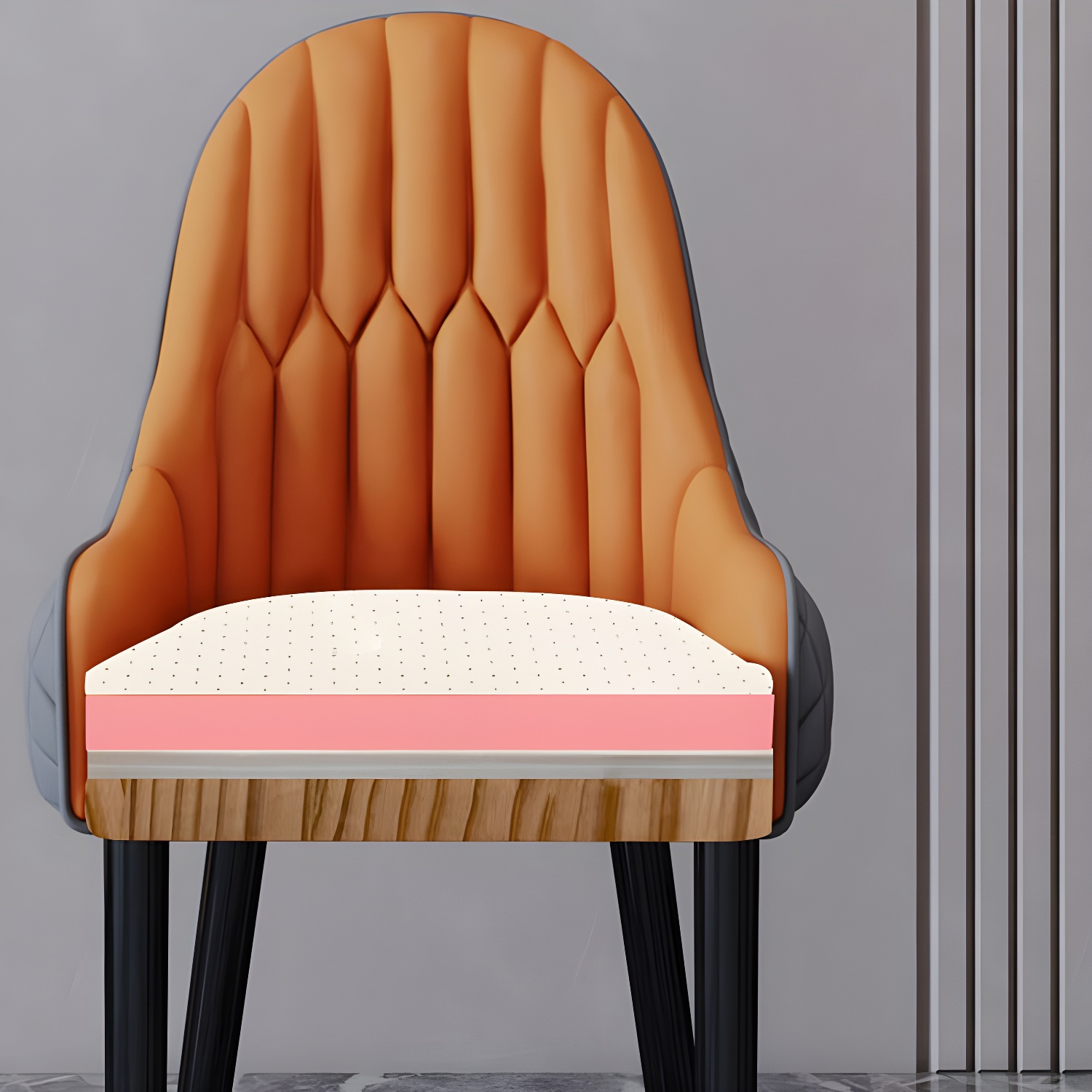 Scandinavian Indoor Arm Chair Upholstered Parsons Back Wood Dining Room Chair - image 18