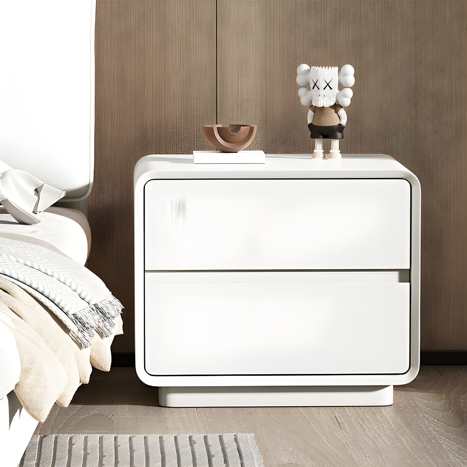 Modern Solid Wood Frame Nightstand with Silent Slide Drawers for Bedroom - image 3