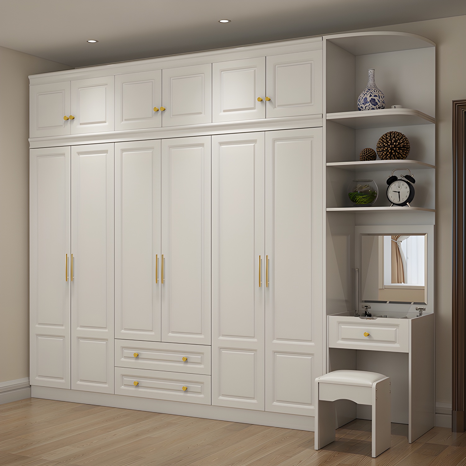 Contemporary Wooden Wardrobe Soft Close Drawer Wardrobe Closet for Bedroom