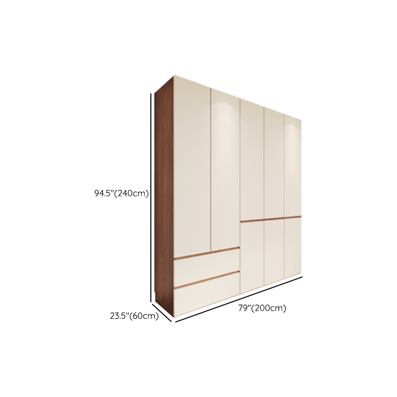 Beige Manufactured Wood Independent Wardrobe Closet with Soft Close Drawer, Soft Close Door, Interior Shelves, and Articulated Door Mechanism - image 17