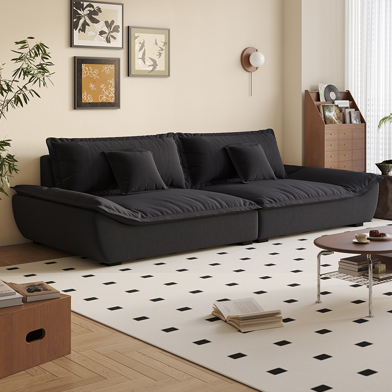 Modish Solid Color Stain Resistant Standard Sofa/Loveseat for 3-seater/4-seater/5 Person with 2 Pillows - image 3