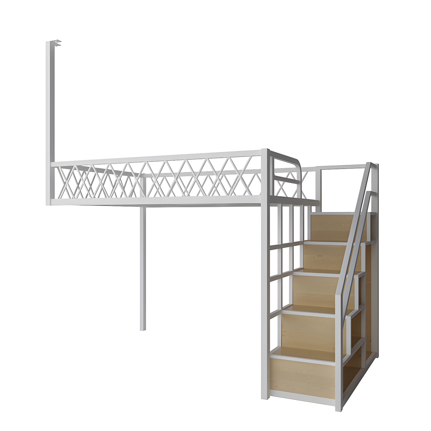 Modern Wood/Metal Bed with Light Wood Tone & Tall Clearance Storage Cabinets - image 7