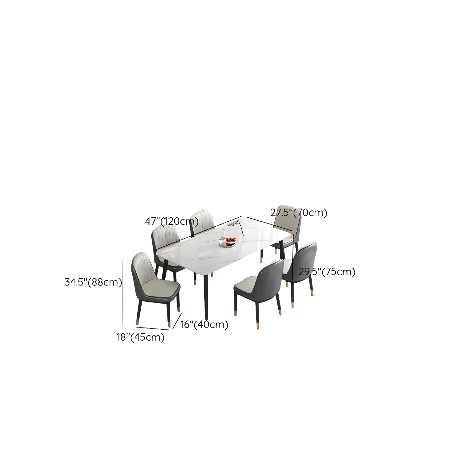 Rectangular White Stone Top Dining Set with Upholstered Chairs - image 11