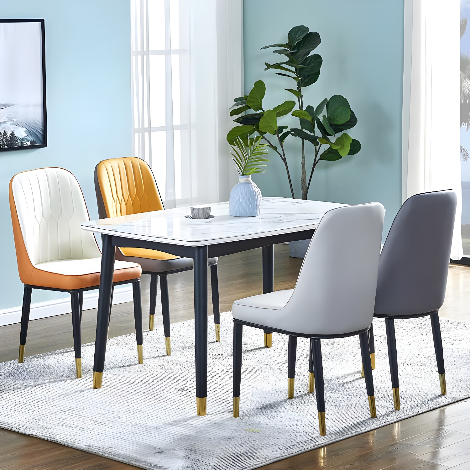Metal Base Indoor Chair 18'' Wide Parsons Leather Chair for Restaurant - image 11