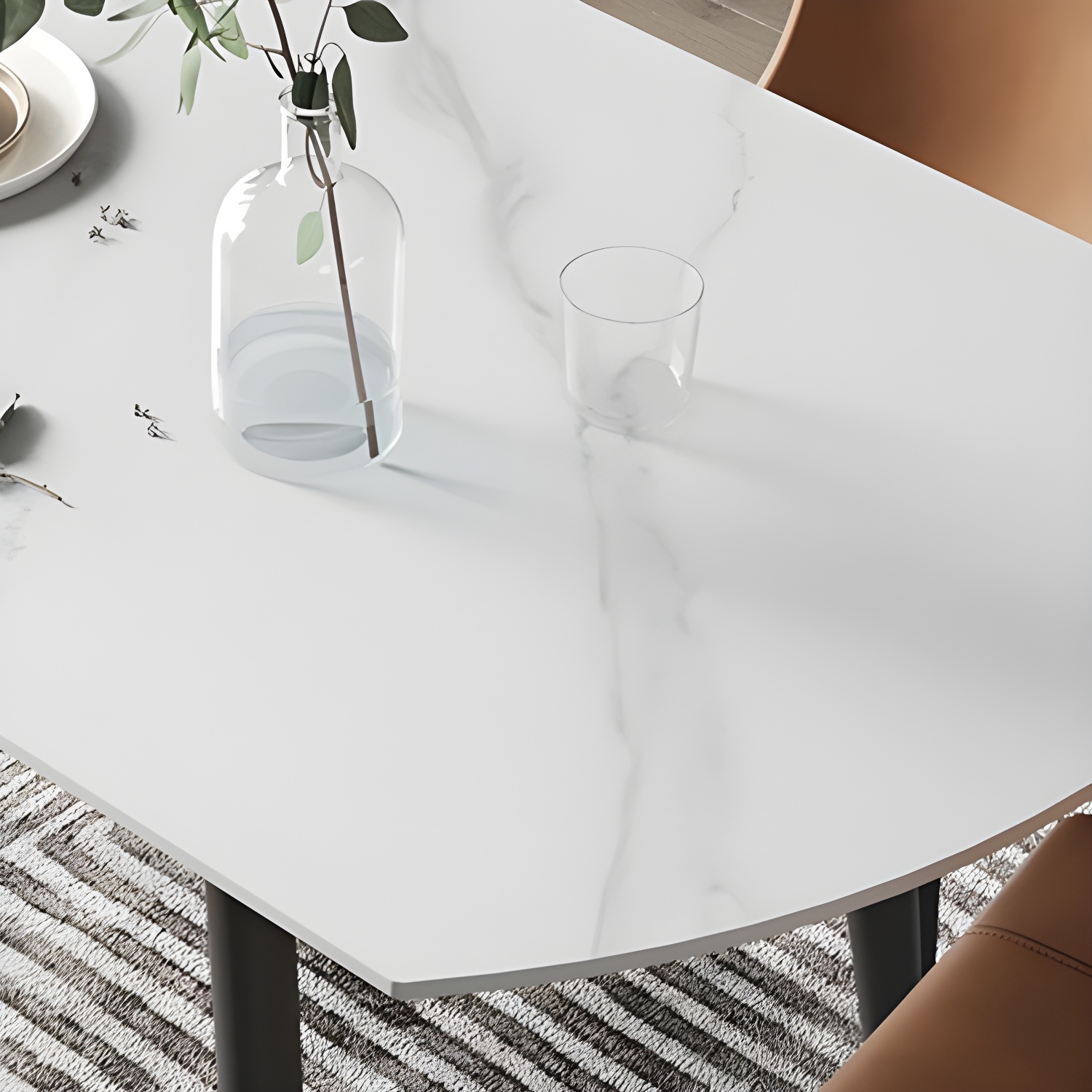 Sintered Stone Top Modern White Table for Restaurant Round Dining Table with Pedestal Base - image 6