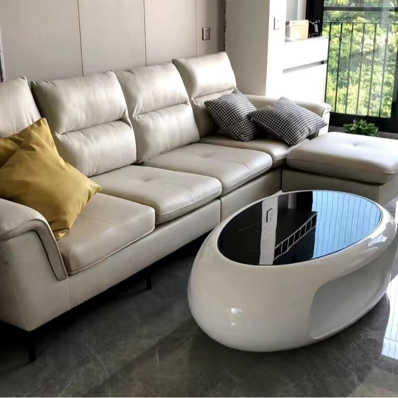 Simple Ink Oval/Rounded Hardened Glass Single Accent Table with Container & Abstract Base - image 12