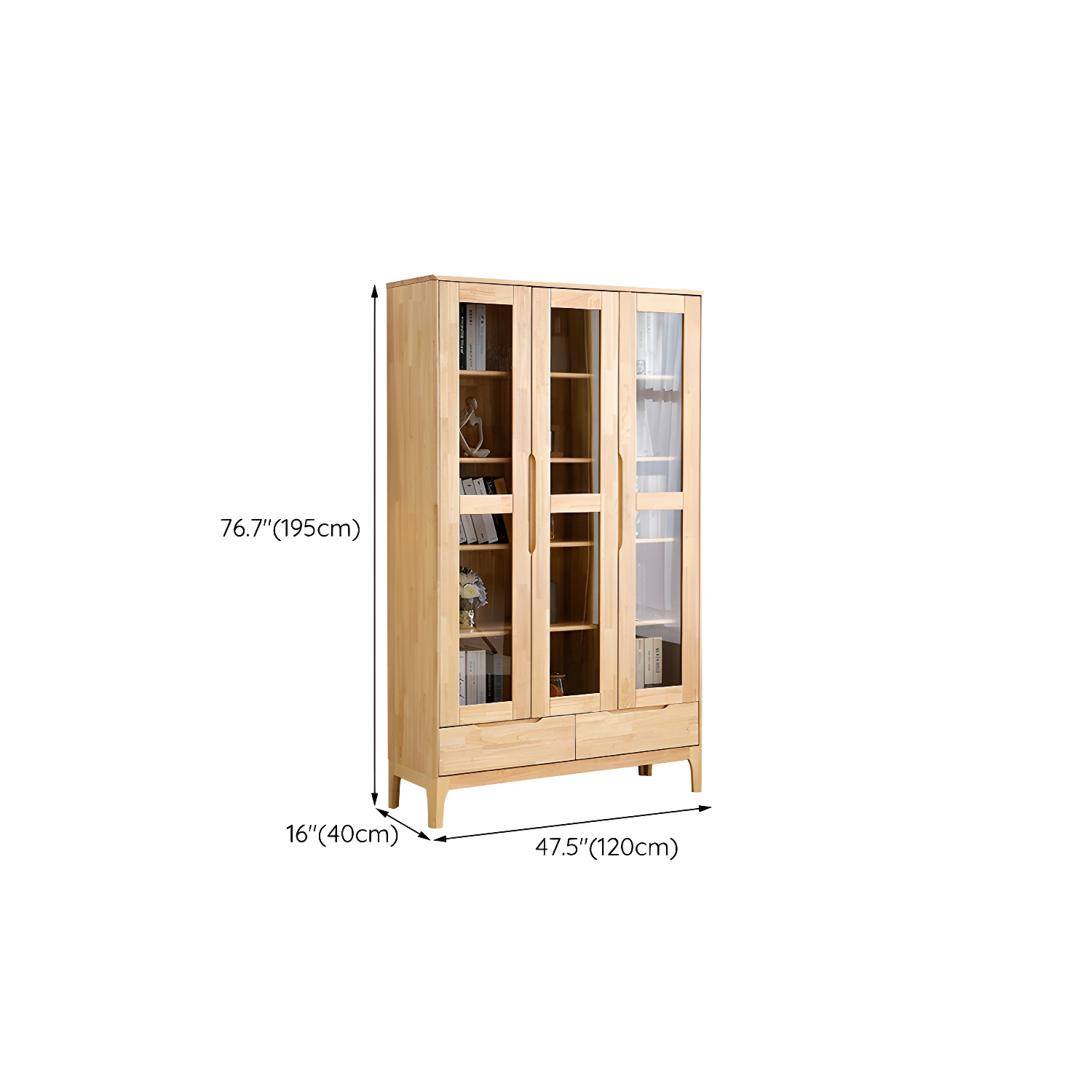 Glass Door Accent Cabinet 76.77" Tall Wood Cabinet with Drawers - image 15