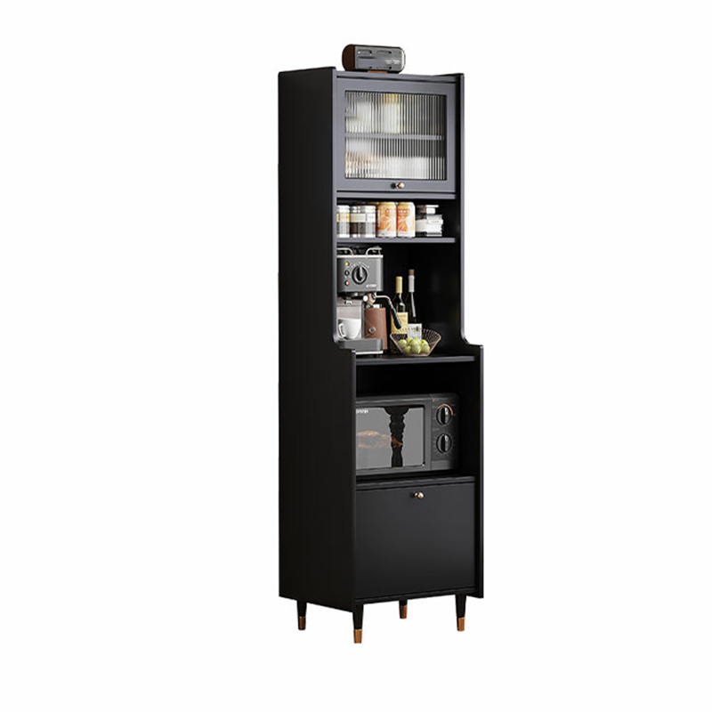 Living Room Use Simplistic Rectangle Black Wood Free Standing Utility Storage Cabinet with Knob Handle