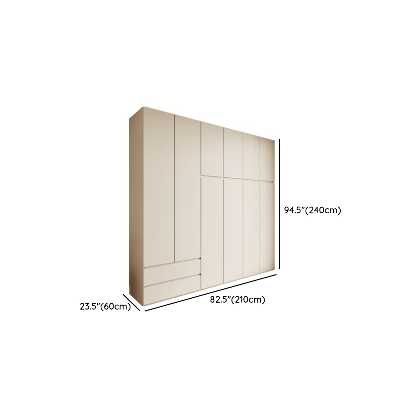 Cream Modern Wood Wardrobe Armoire with Soft Close Drawer and Door, Interior Shelves, and Hanging Rod - image 25