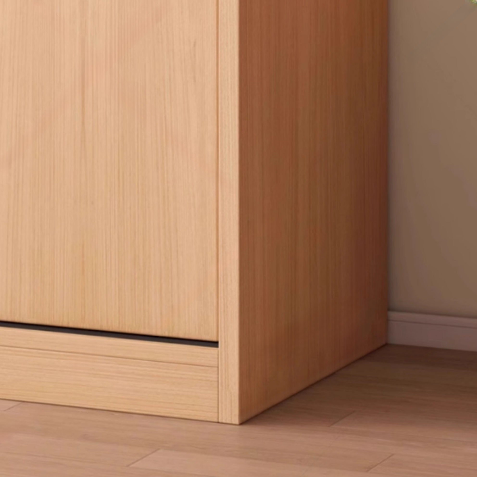 Wood Grain Minimalist Natural Wood Wardrobe Closet with Interior Shelves and Clothing Rod - image 6