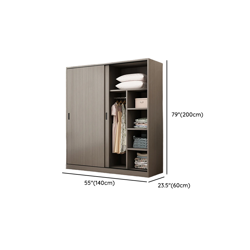 Dove Grey Minimalist Laminate Cabinet Armoire with 3-Drawer/4-Drawer, Soft Close Door, Interior Shelves, and Clothing Rod - image 8