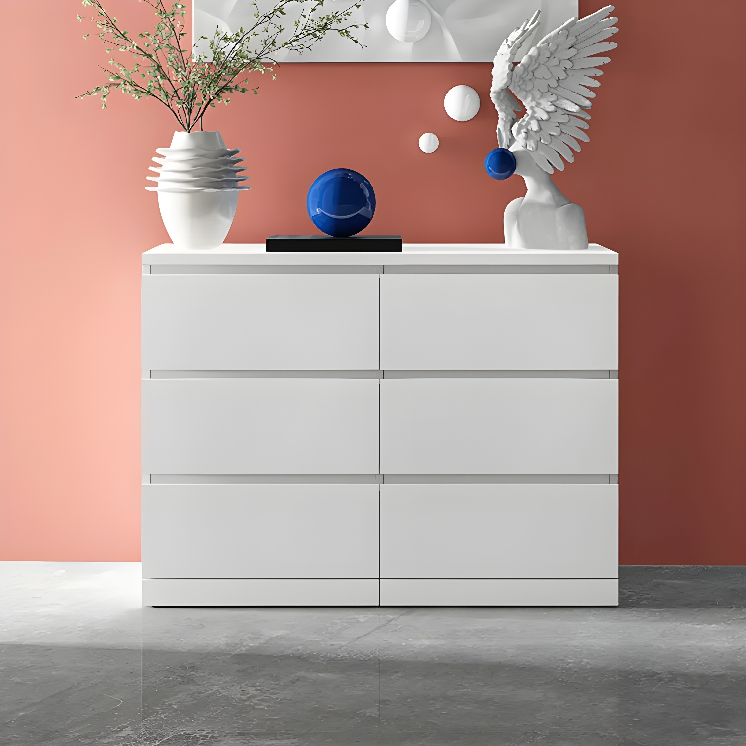 Contemporary 15.7" Wide White Chest Soft-Close Drawers Storage Chest - image 3