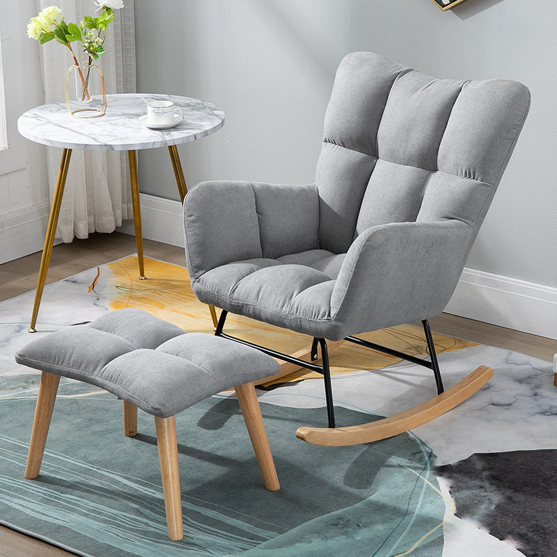 Modish Upholstered Cushioned Rocking Accent Chair 2 Piece Set with Footstool & Recessed Arm, Scratch-tolerant - image 23