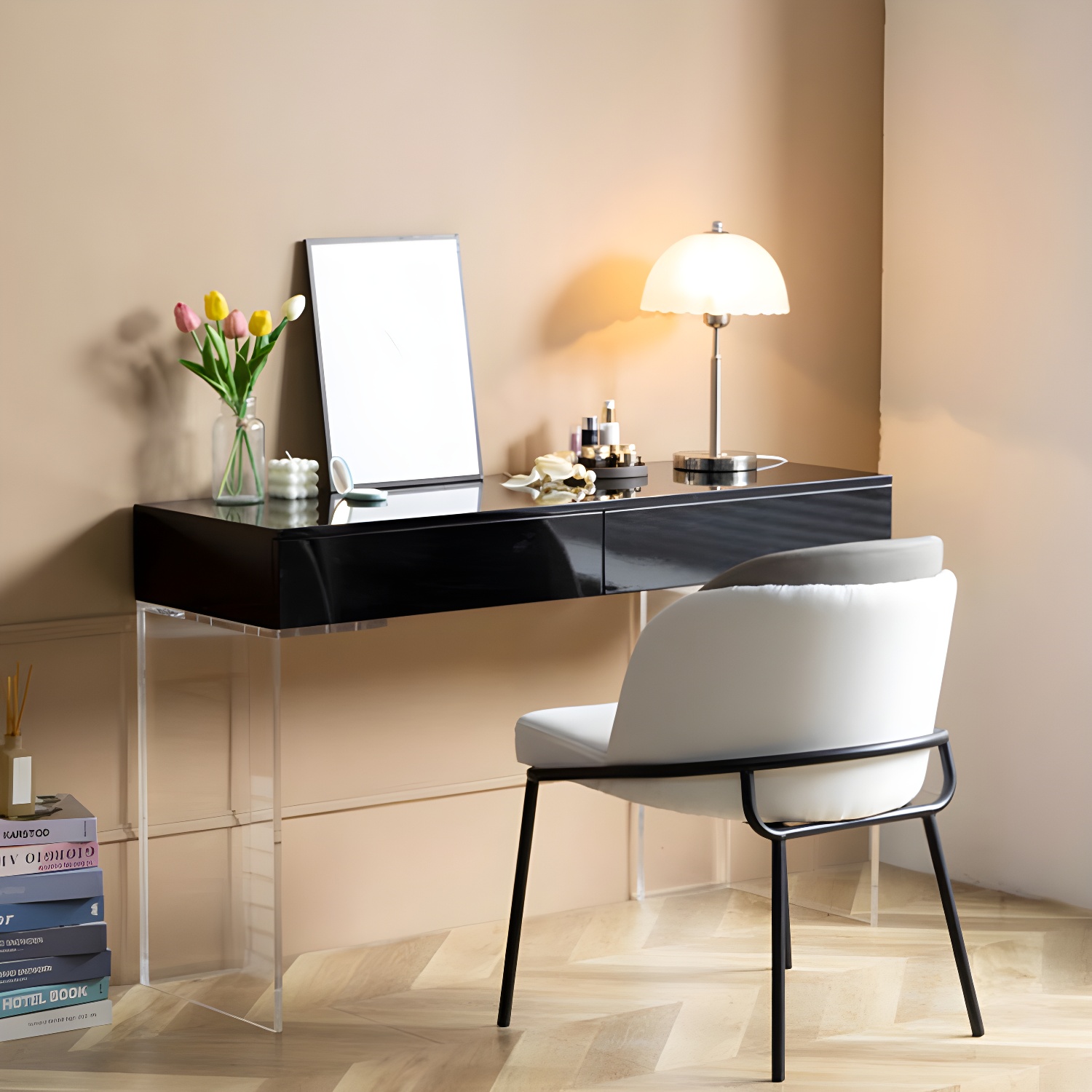 Contemporary Acrylic Vanity Desk 2-Drawer Vanity Dressing Table - image 13