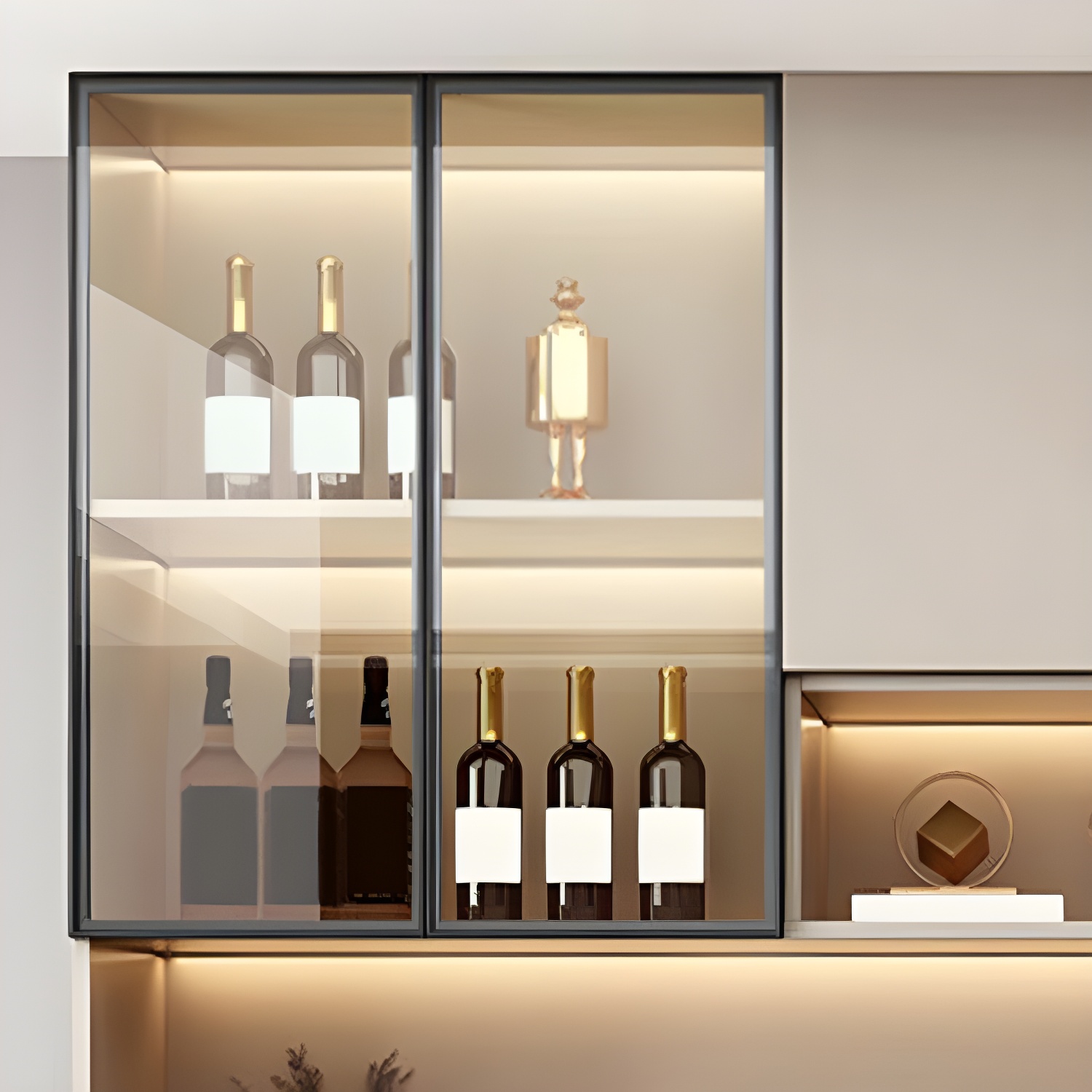 Modern Wood Cabinet with Glass Doors and Non-adjustable Shelves - image 6