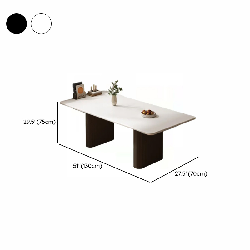 Minimalist Dining Table Set with White Slate Top and Two-sided Pedestal Base, Featuring a Fixed Table - image 29